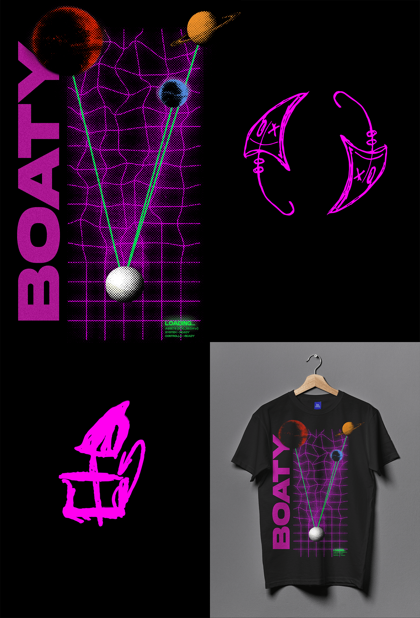 Images of Boaty's Logo in different color combinations.